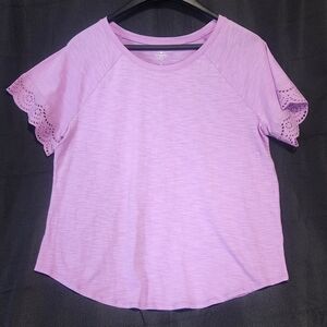 St. John's Bay Lilac Eyelet Sleeve Tee